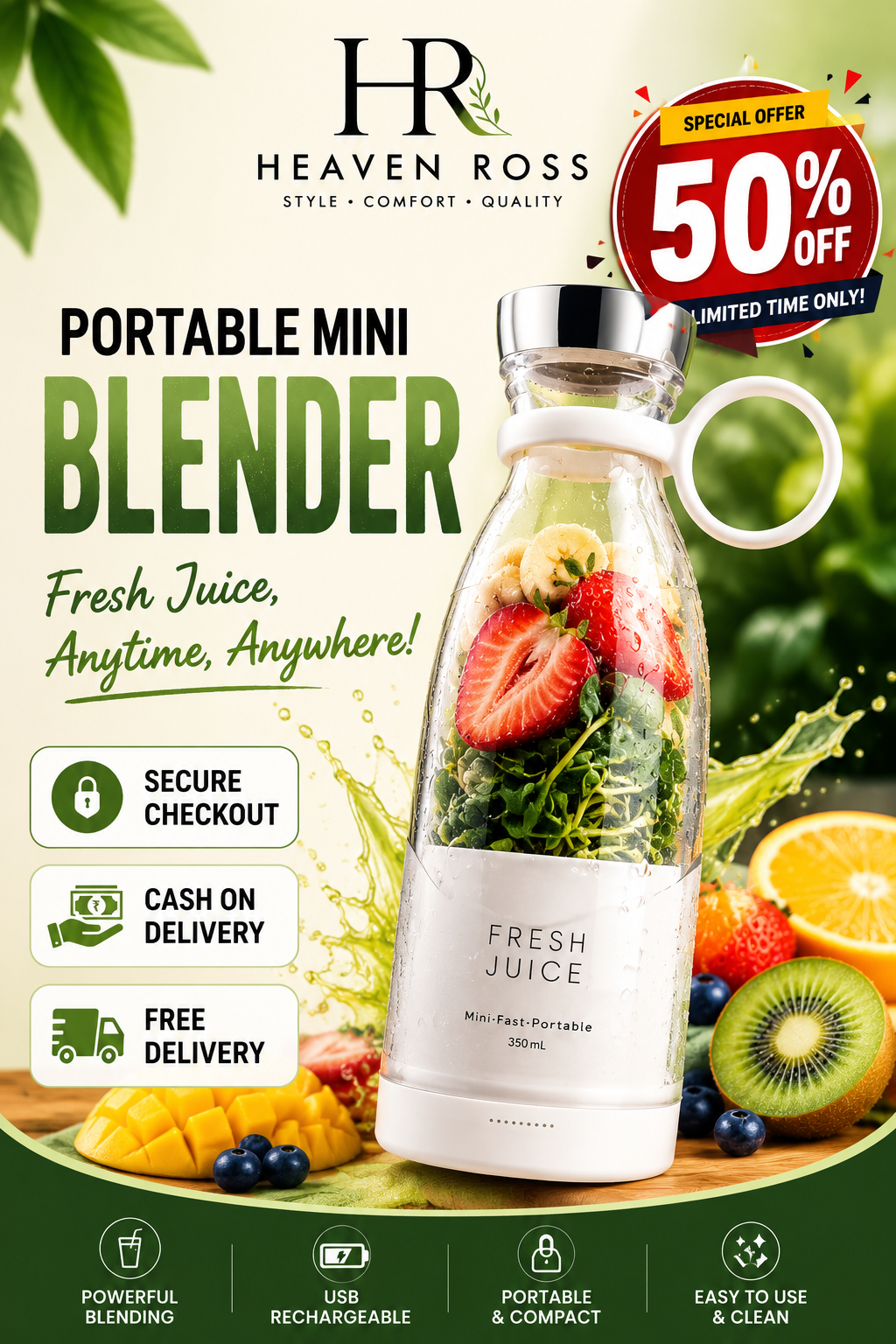Portable Mini Blender for Fresh Juice