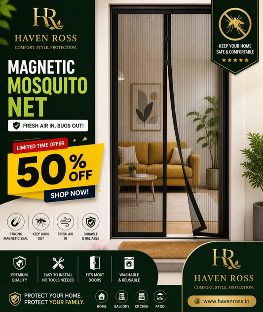 Polyester Magnetic Mosquito Net for Door | Mosquito Curtain for All Door Types & Sizes | Auto-Closing Insect Screen to Keep Mosquito Out